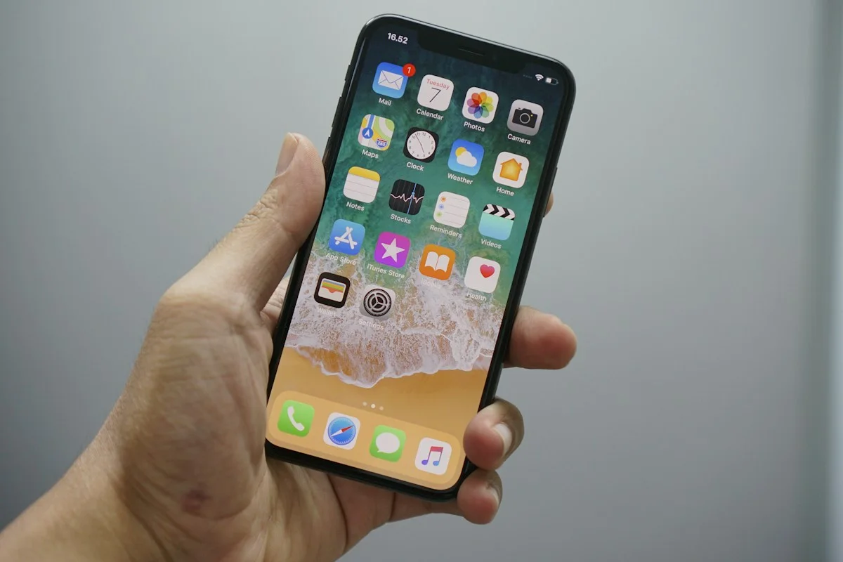 Hand holding a smartphone